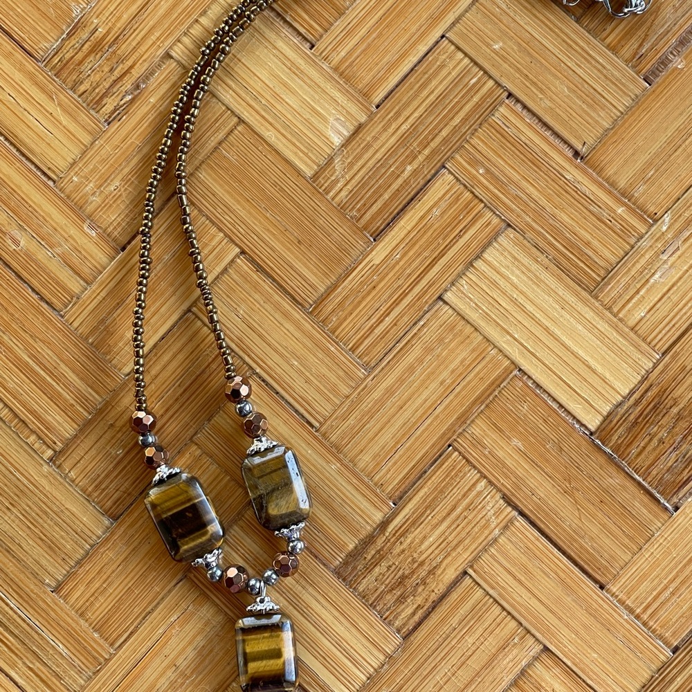 Vintage tiger’s eye necklace with beads - Picture 2 of 3